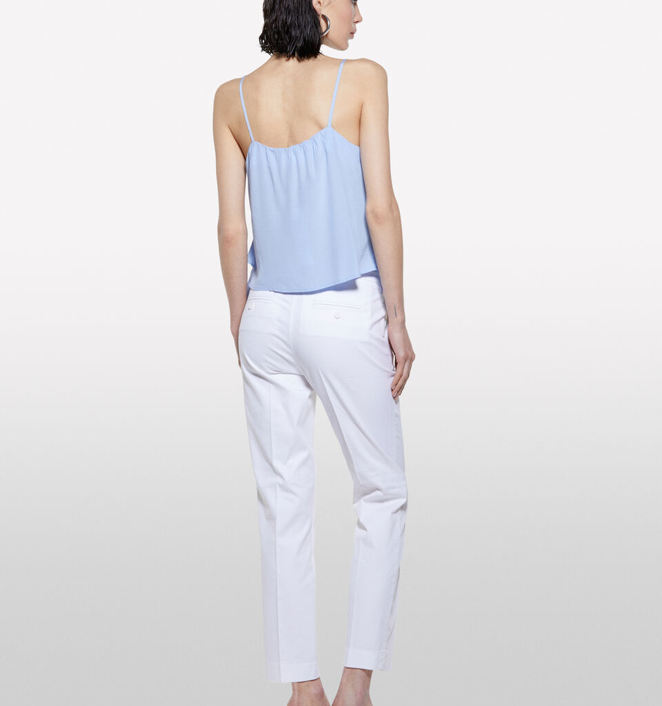 White regular fit chinos  - women's chino trousers - White | Sisley image number 3
